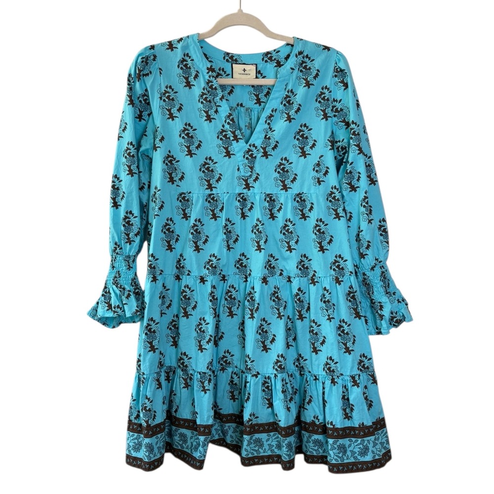 Tuckernuck Beach  Tropical Turquoise Bouquet Kenzo Mini Dress Floral Cover up  M - Picture 2 of 7
